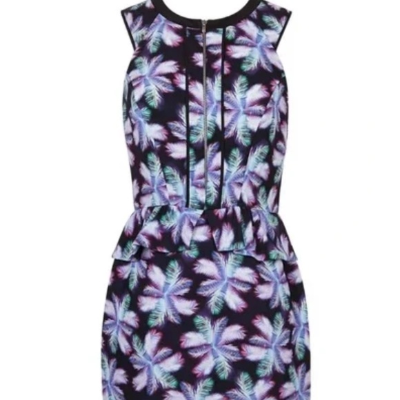 Sandro Purple Floral Peplum Printed Dress with Zip Closure - Picture 1 of 3